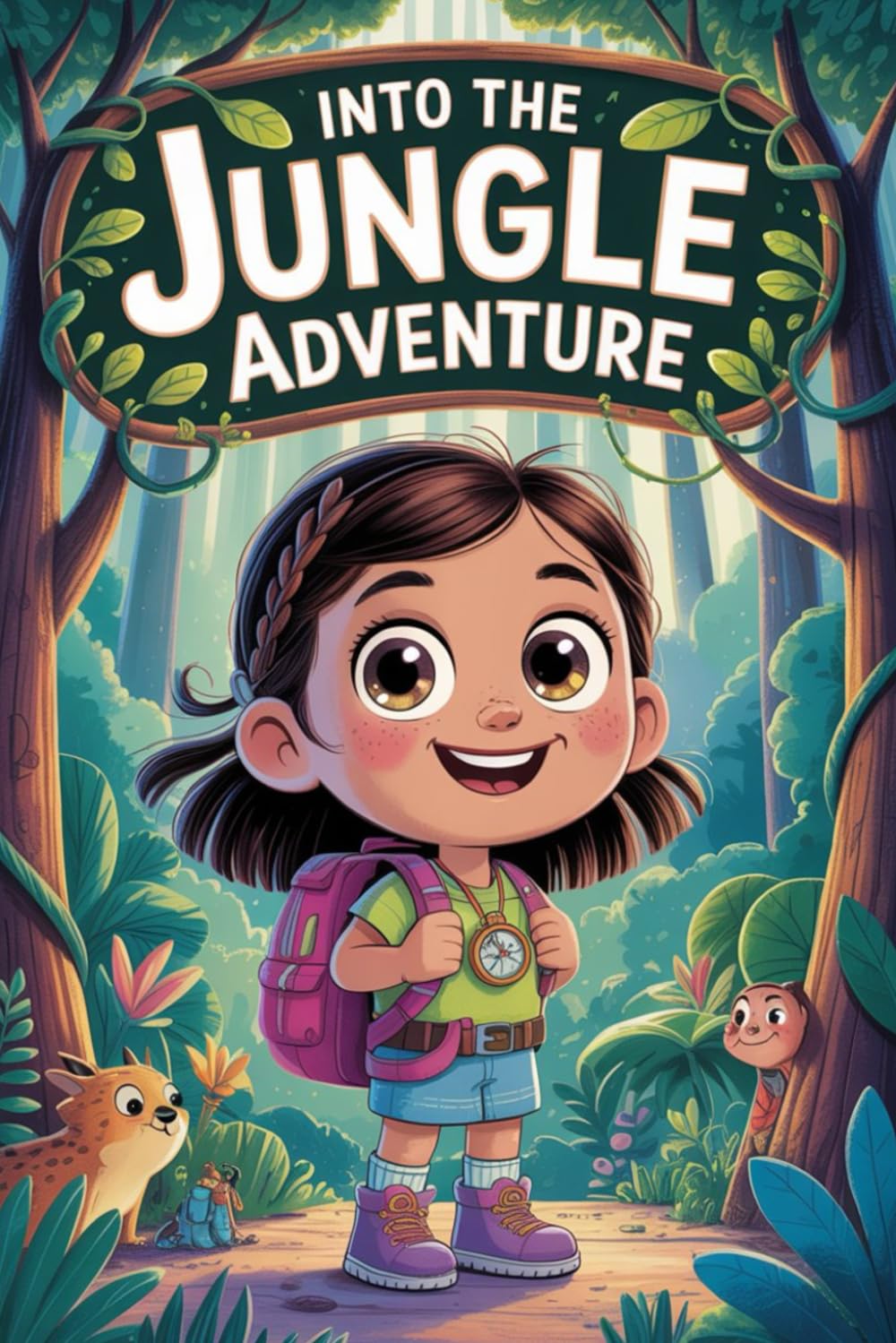 Into the Jungle Adventure – Girls with Backpacks in the Forest: Adventure Coloring Book for Kids & Seniors | Nature, Exploration & Relaxation