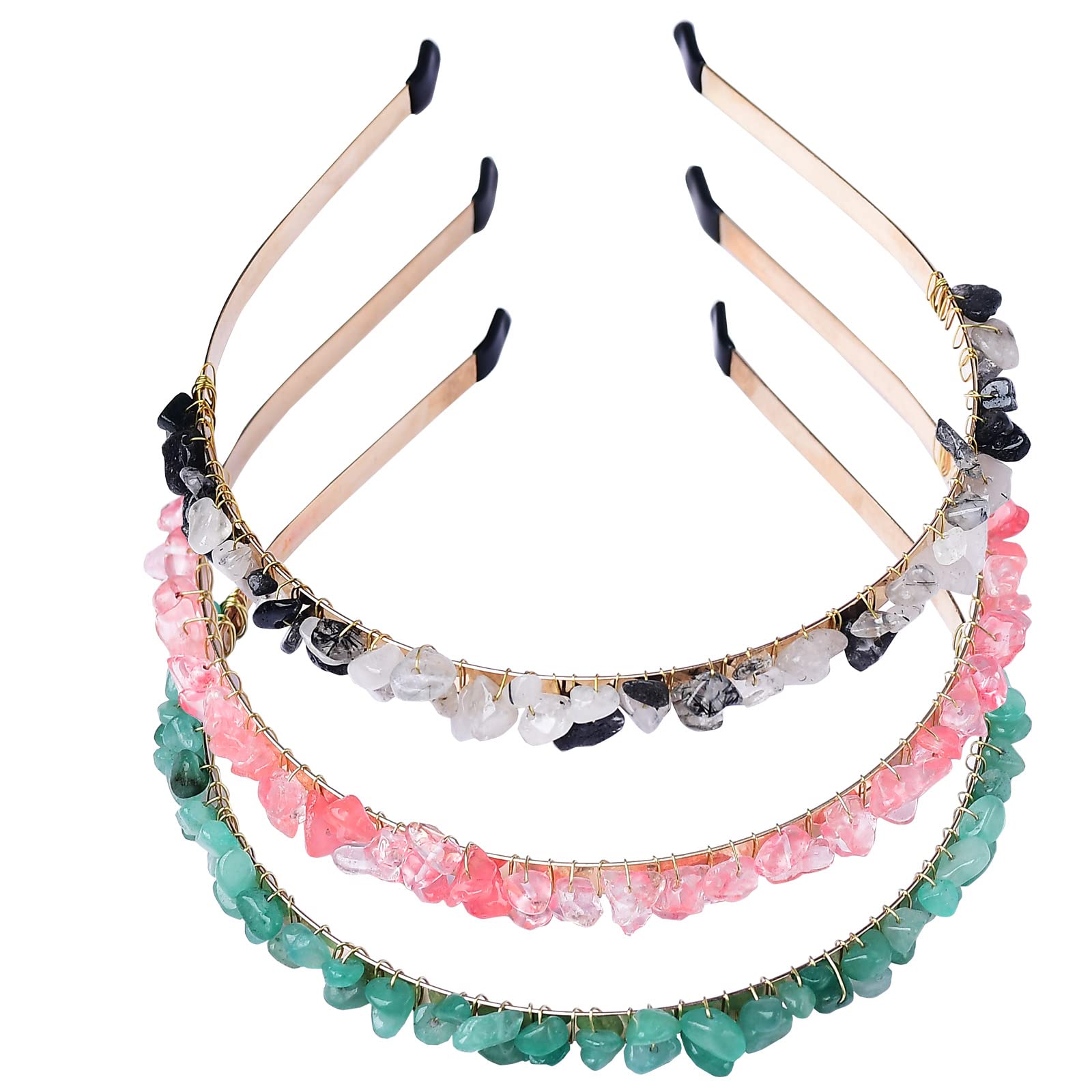 Diadema de cuarzo de cristal crudo, accesorios para el cabello con piedras de cristal auténtico, tiara con joyas para mujeres y niñas, 3
