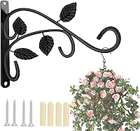 Axgo Leaf-Shaped Wall Mount Plant Hanger Hook - Rust-Resistant Metal Bracket for Hanging Plants, Flowers, Bird Feeders, Lanterns, 60 lbs Capacity