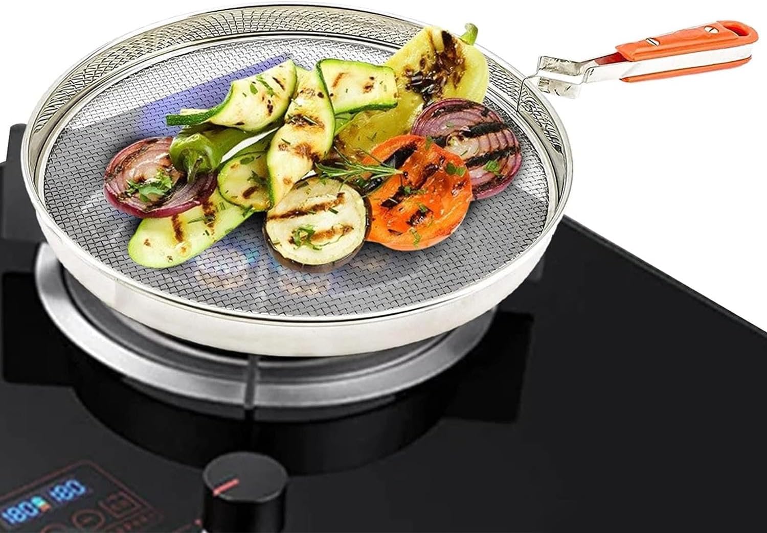 PANCA Papad Roaster, Phukla Grill for Gas Stove,Roti Jali for Kitchen Cooking, Barbeque Grill, Brinjal Roaster,Steel Mesh Griller (8 Inch)