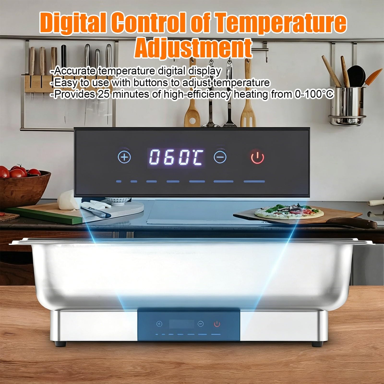 9L Chafing Dish, Elektrischer Buffetserver mit Temperaturregelung und Roll-Top, Perfect für Hochzeiten, Catering und große Events, Hält Speisen warm und einladend den ganzen Tag(Touch Temp Control)