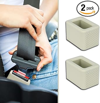 2 Pack Seat Belt Buckle Holder, Silicone Auto Rear Seatbelt Buckle Booster to Makes Receptacle Stand Upright for Easy Access, Universal Vehicle Seatbelt Buckle for Kids Apricot Color