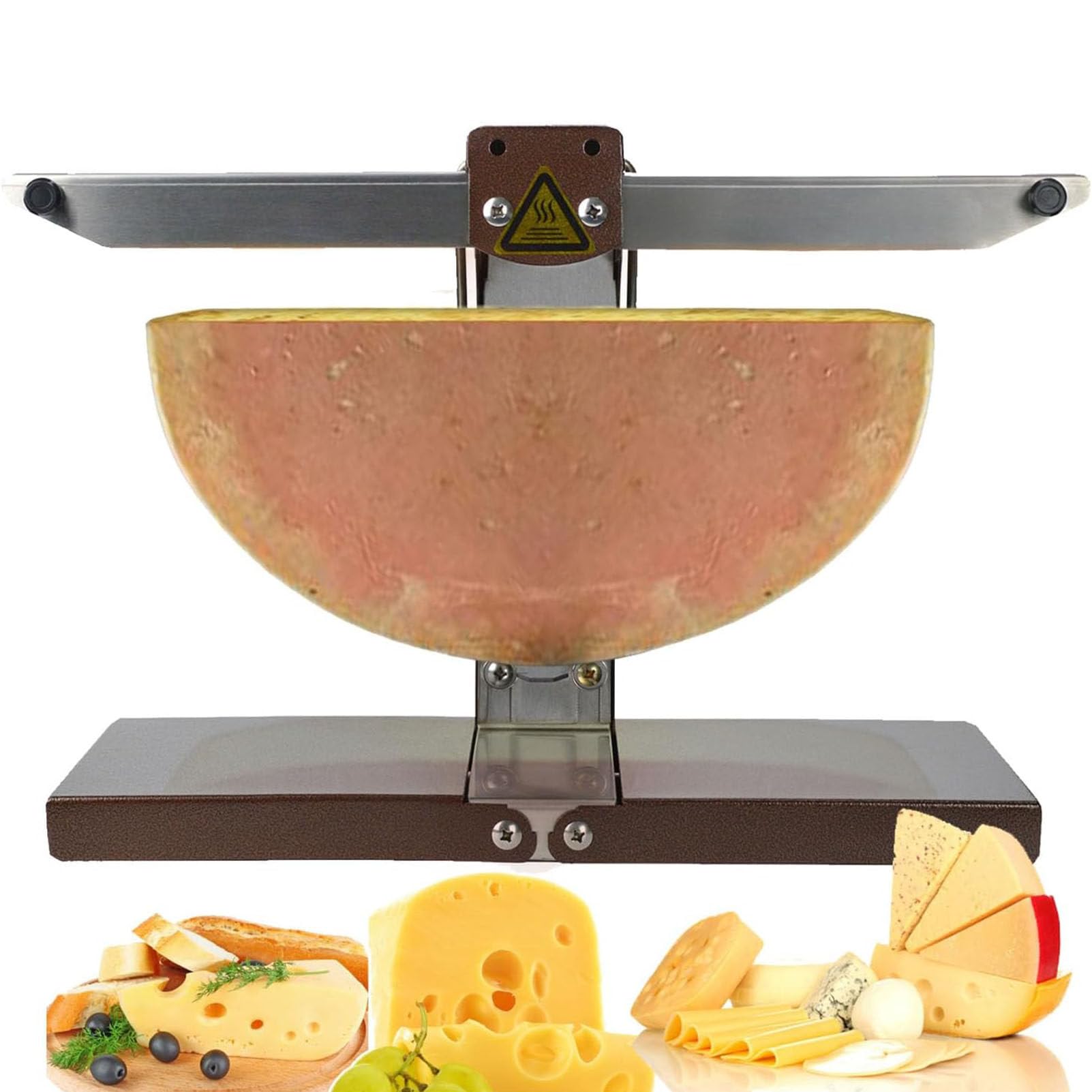 Komercyjny elektryczny topiacz do sera Raclette do połowy koła, regulowany kąt, szybkie nagrzewanie 900 W, stal nierdzewna