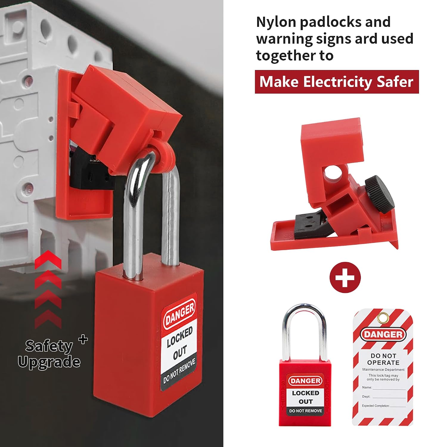 10 Pack Circuit Breaker Lockout Device,120/277 Clamp-on Single Pole Breaker Lock Out,Loto Station Safety Lockout Tagout Kit OSHA Compliant,Premium Grade,Medium