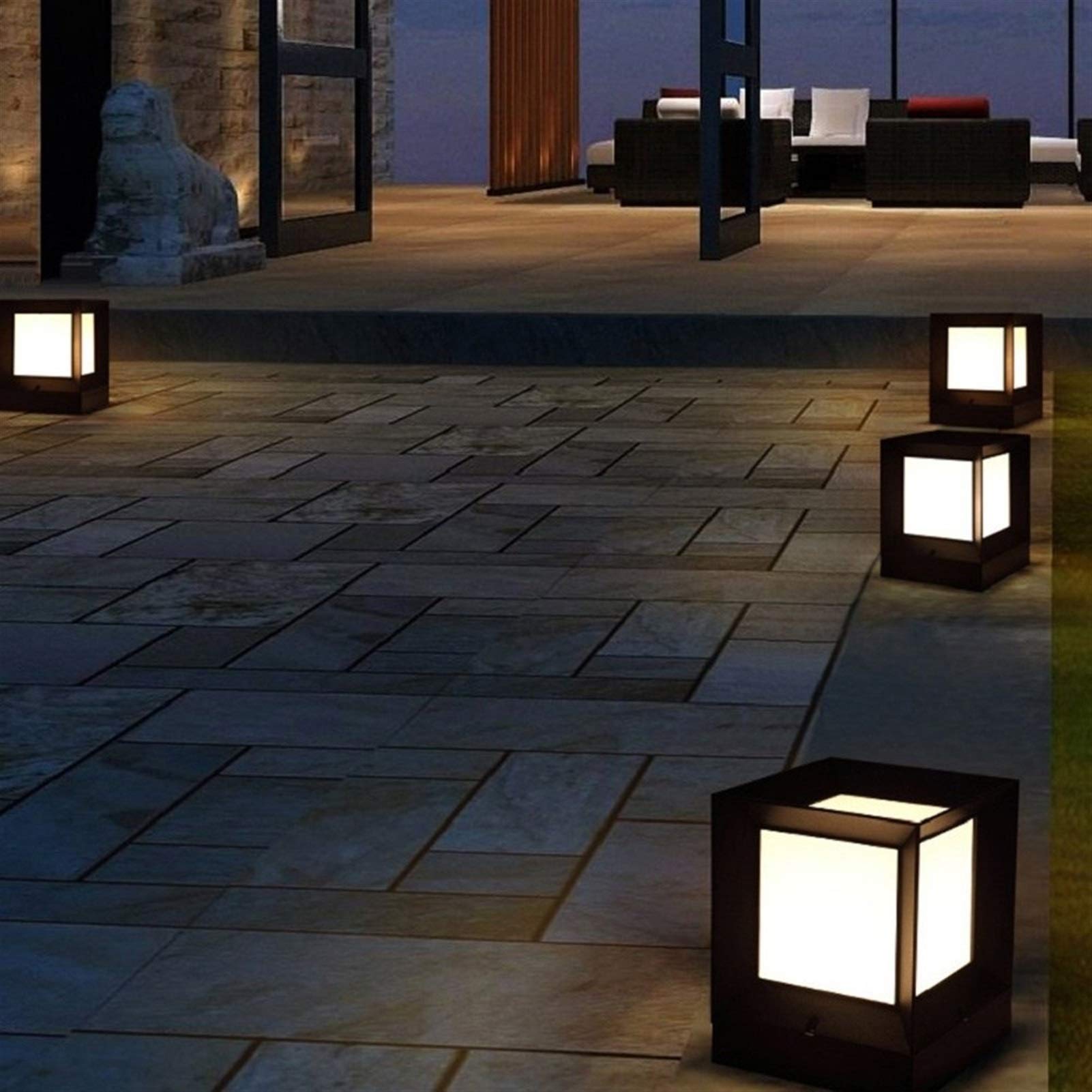 Lampada da cortile a LED per palo, semplicità Lampada da esterno IP65 Lampada a colonna impermeabile Lampada a colonna quadrata per terrazza Cortile Giardino Pali in legno Prato Patio Percorso Lampada
