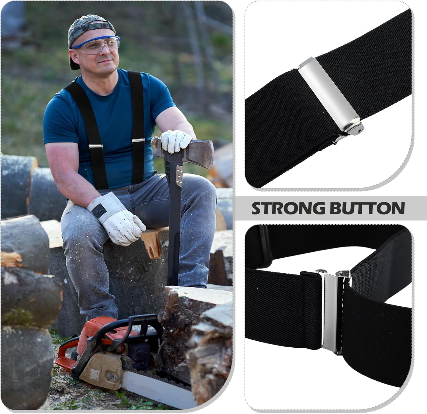 2 Inches Wide Men's Heavy Duty Suspender Hidden Work x Back Tool Adjustable Suspenders with Clips for Men Under Clothes Shirt Jeans Pants - Image 5
