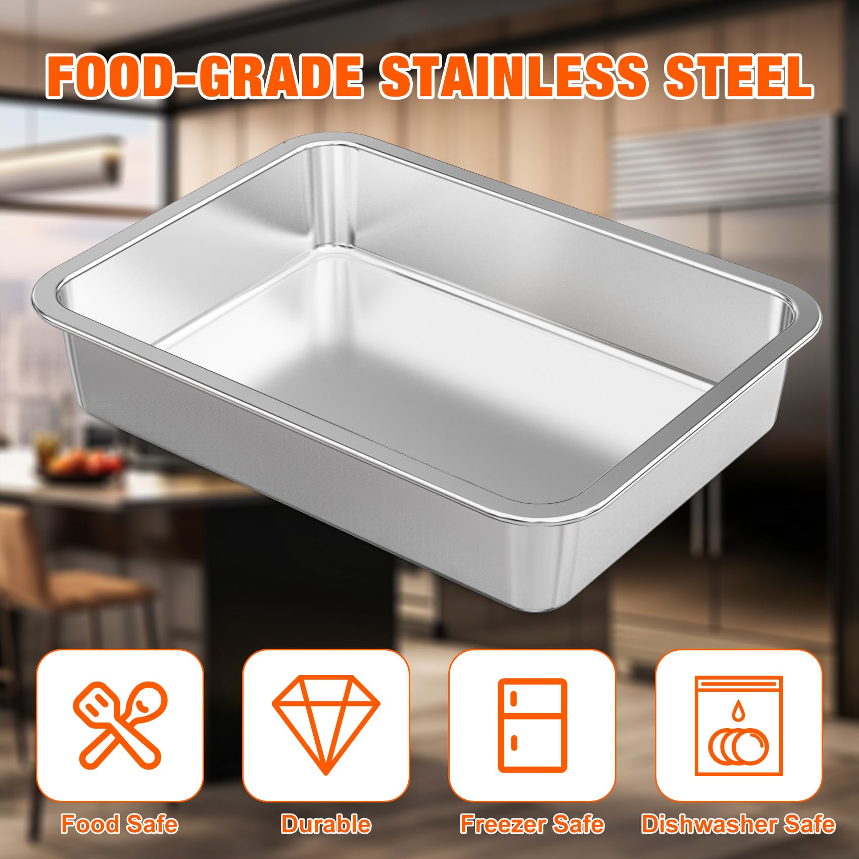 onlyfire Rostiera Profonda Antiaderente, Teglia da Forno in Acciaio Inox per Grill a Gas/Carbone e Forno, 35.7 x 26.5 x 7cm