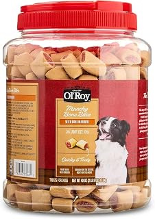 Ol's Roys Munchy Bone Bites with Beef Bone Marrow - Chicken Breast Dog Treats for Training & Rewards - Crunchy Dog Bones for Small Dogs, Medium & Large Breeds - 40 oz Jar Pack 1