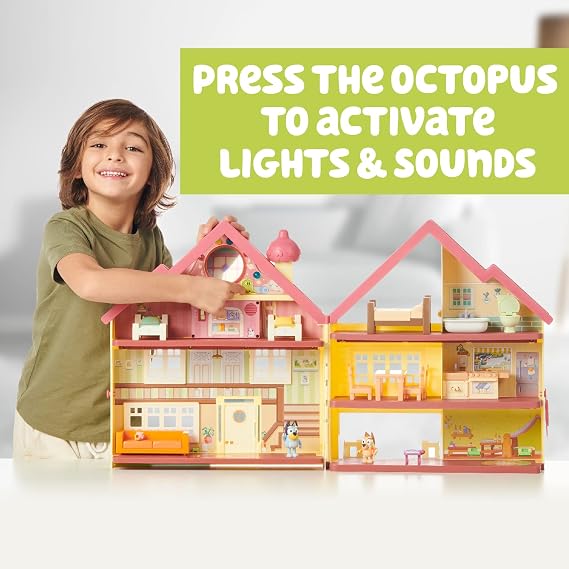 Bluey 17348 Bluey Ultimate Lights and Sounds Playhouse with two posable Figures and Accessories, Multicolor, 13 x 39 x 43.5 cm