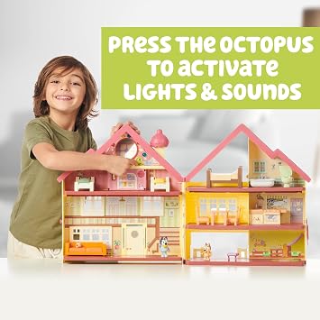 Bluey 17348 Bluey Ultimate Lights and Sounds Playhouse with two posable Figures and Accessories, Multicolor, 13 x 39 x 43.5 cm