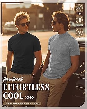 Amazon.com: Ficerd 4 Pack Men's Mock Neck T Shirts, Short Sleeve