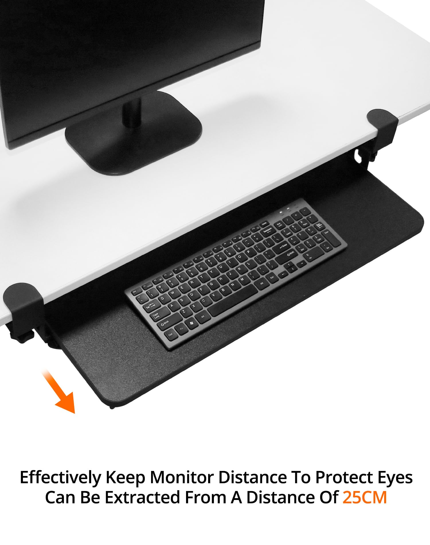 QWORK® Soporte Teclado Ordenador, Bandeja Deslizante para Teclado Debajo del Escritorio, con Abrazadera en C, Peso de Soporte 20 kg