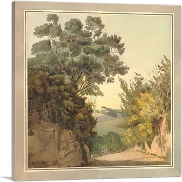 ARTCANVAS Near The Arco Scuro Looking Into The Villa Borghese 1780 Canvas Art Print Stretched Framed Painting Picture Poster Giclee Wall Decor by Francis Towne - 12" x 12" 0.75" Deep