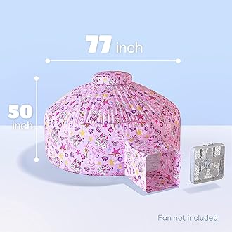 Skywin Air Tent for Kids (77” x 50”) Builds in 30 Sec, Toddler Tents Indoor for Imaginative Play, Spacious Kids Forts Indoor Playhouse for Boys & Girls Ages 3-14 (Fan Not Incl) (Princess Palace)