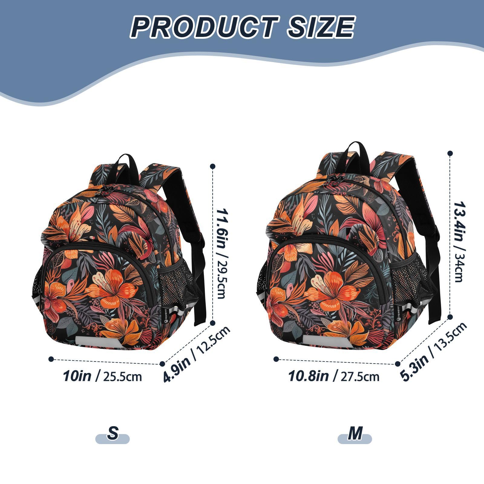 Tropical Floral Toddler Harness Backpack for Boys Girls 3-6 Years Kids Backpack with Anti Lost Safety Leash Child Leash Backpack for Preschool Walking Travel
