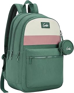 Genie School Backpack For Girls |19 Inch-36 Litres With Laptop Sleeve, Rain cover, Three Compartments, |Best for Books, Wa...