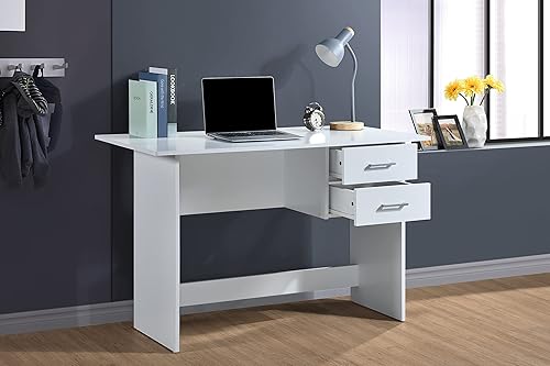 Miniatura 7 de Hodedah Escritura de 2 cajones en escritorio blanco