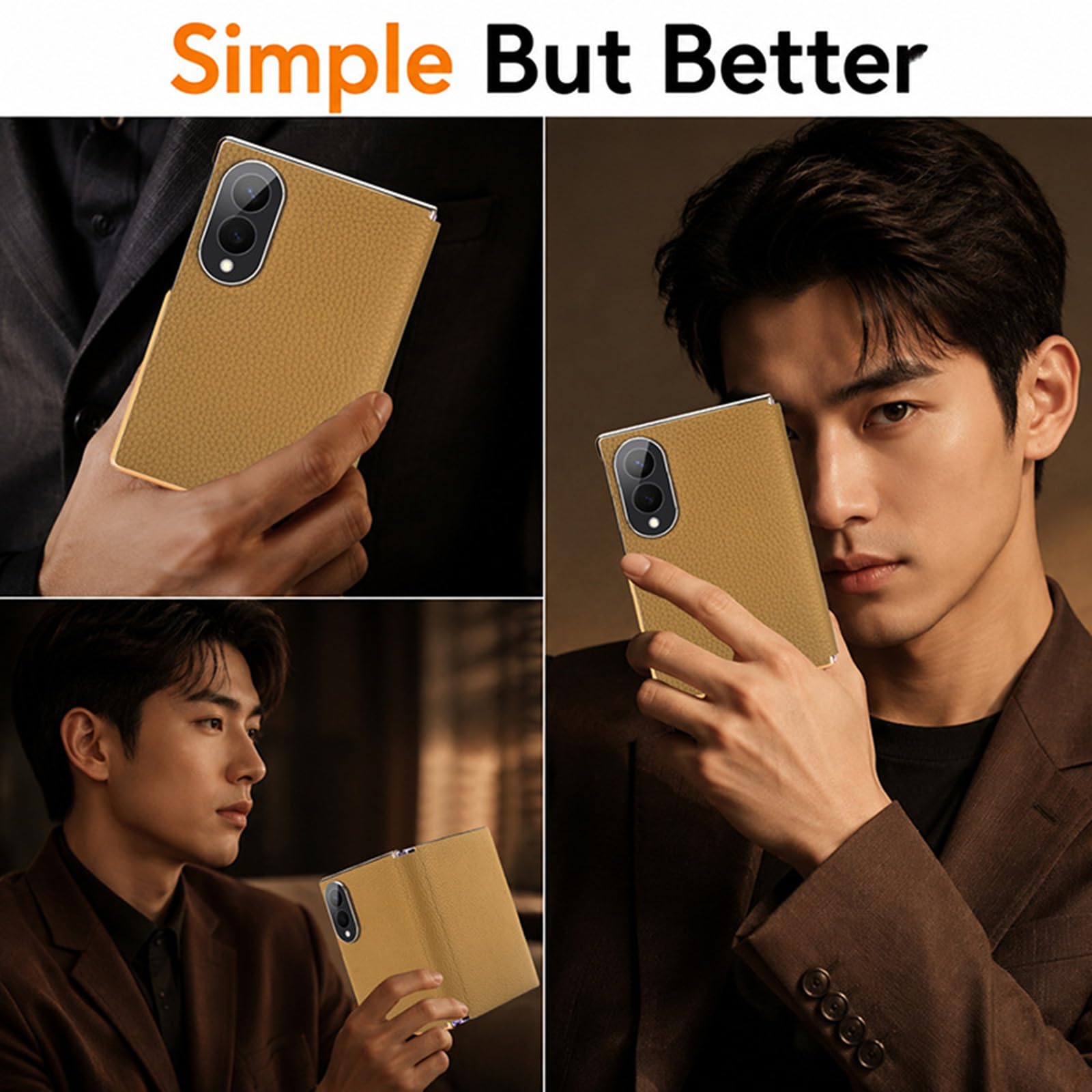 Ribaltabile Custodia per Samsung Galaxy Z Fold 8, Placcatura Vera Pelle