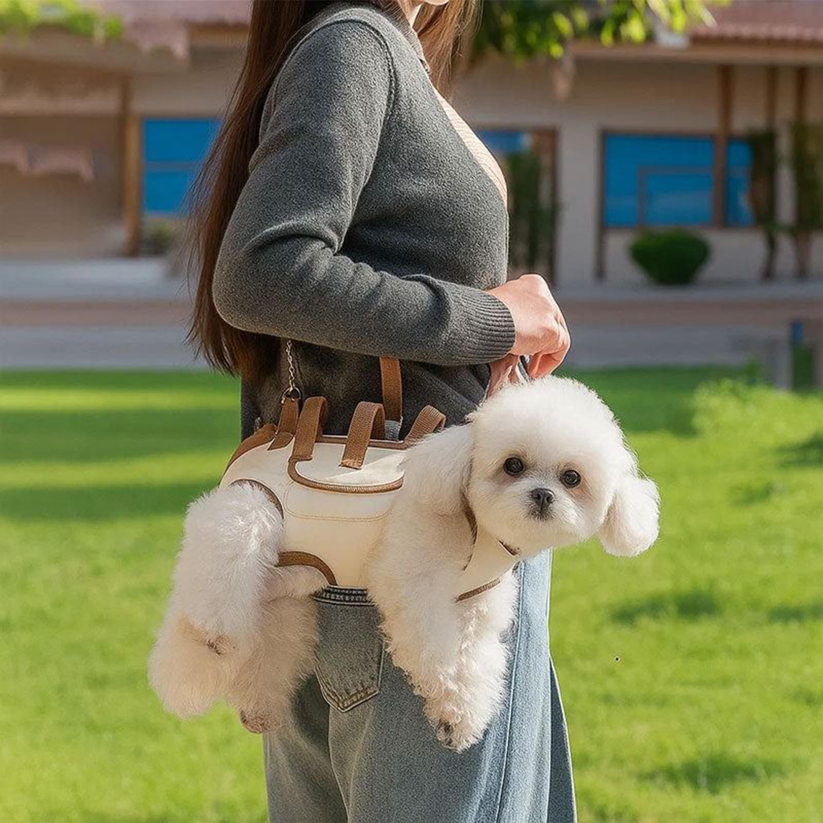 Sac de transport pour chien - Avec compartiment de rangement - Respirant et réglable - Fermeture rapide - Pour chat, voyage, randonnée, vélo, voiture, avion
