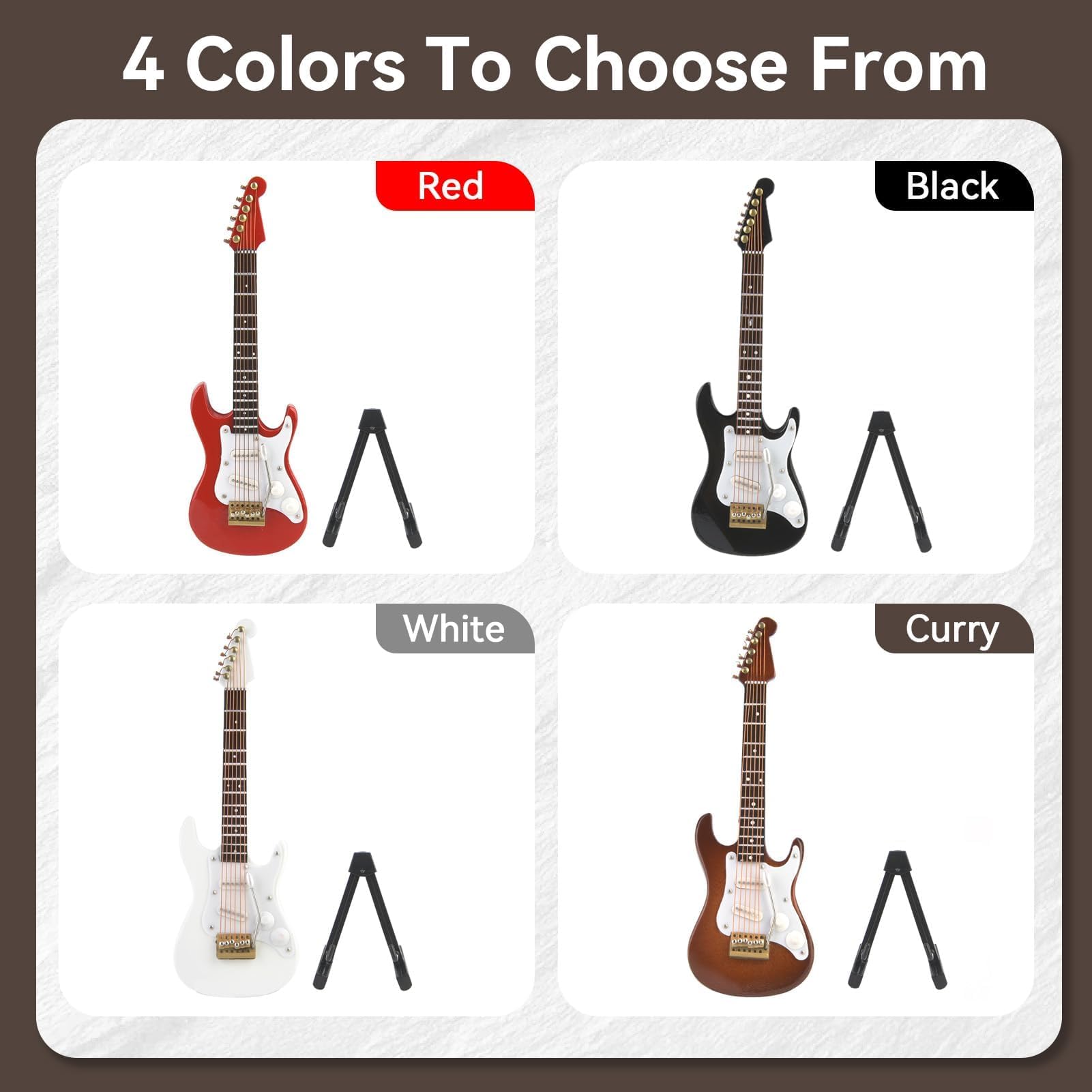 Mini modello di chitarra, chitarra elettrica in miniatura in legno con supporto ornamento per strumento musicale replica chitarra da tavolo per la casa