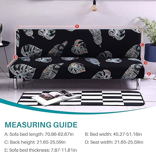 Vista 92 de Funda estampada para futón, fundas elásticas para sofá cama, tamaño matrimonial, individual, queen, sin brazos, fundas protectoras con parte Youmeng