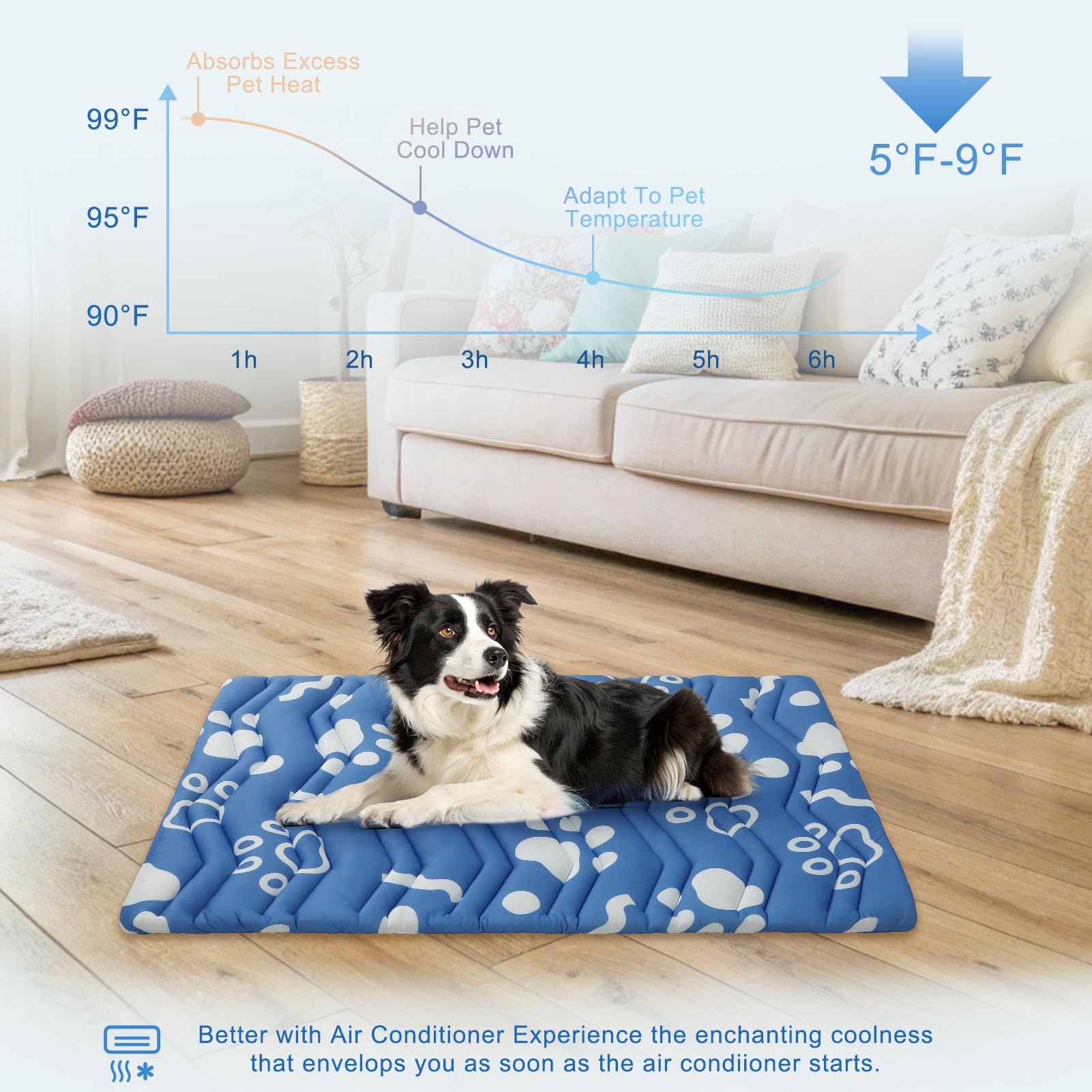 BEAUTYZOO Alfombrilla de refrigeración mejorada para perros, extra grande, reversible, para perros, manta gruesa para enfriar el hielo para mascotas, manta para verano, sofá, cama, asiento de coche