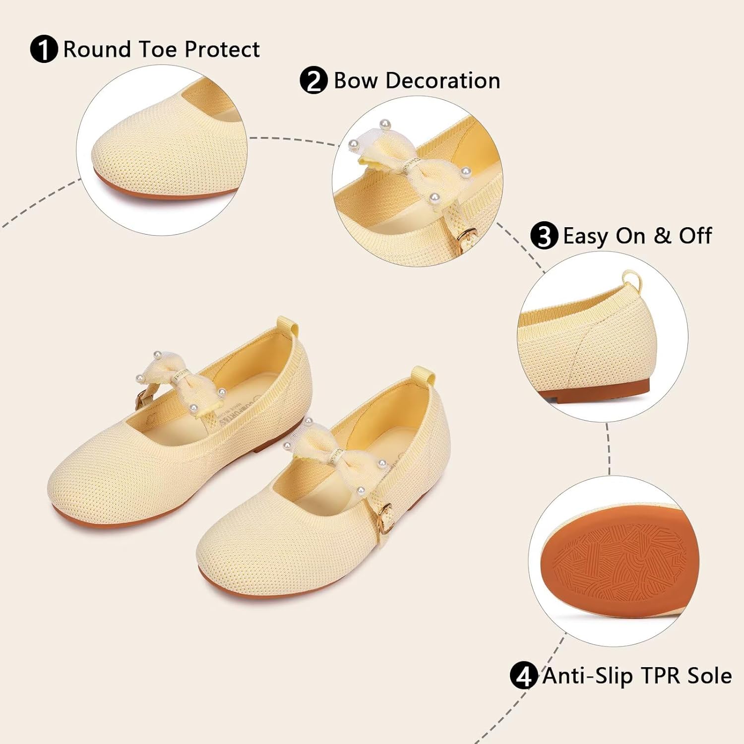 Frank Mully Girls Flat Shoes Kids Mary Janes with Bow Lightweight Comfort Cute Shoes - Image 5