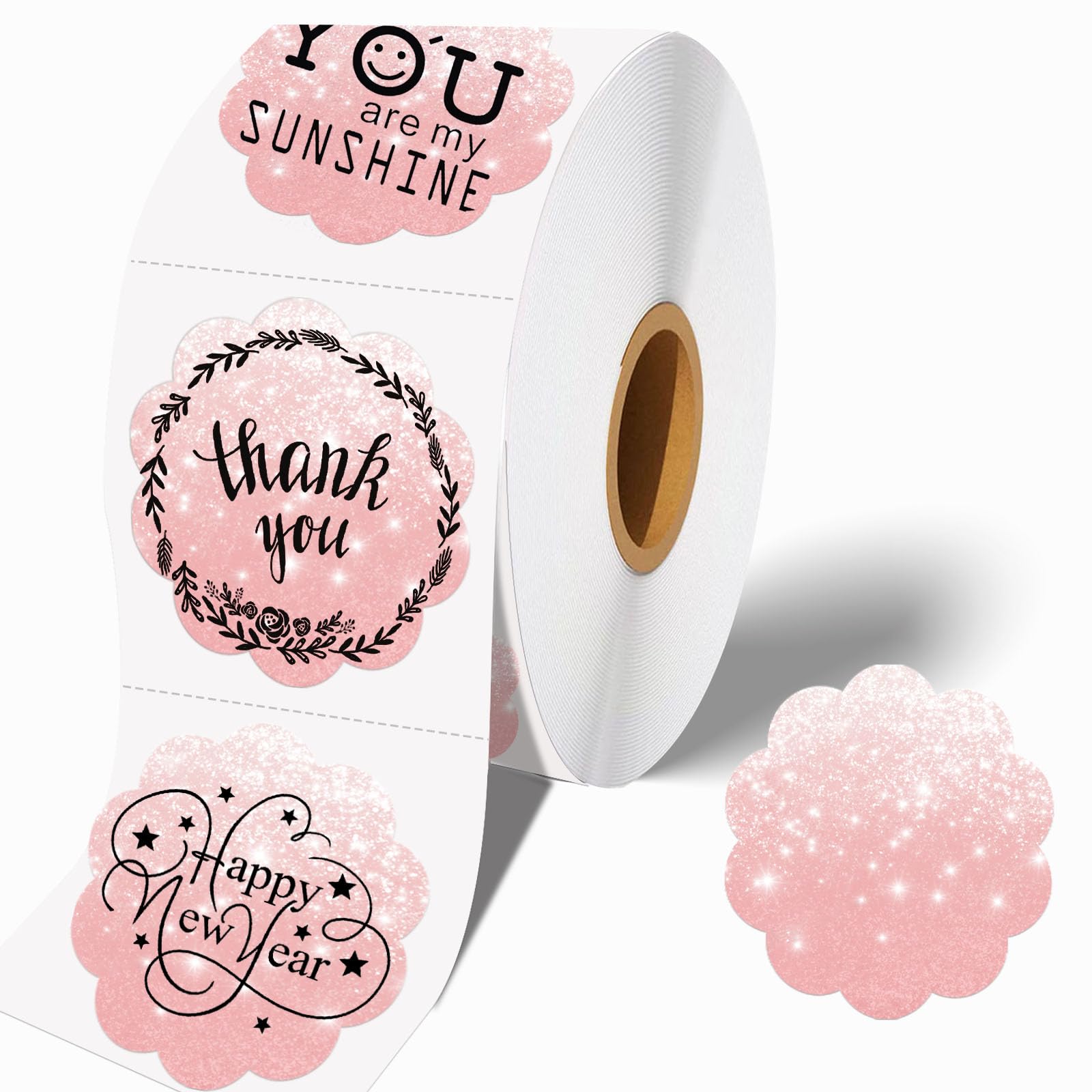 WONLABEL 2''2'' Flower Thermal Label, Multipurpose Round Stickers for Business and Home, Direct Thermal Printer Label for DIY Logo Design, Thanks Card