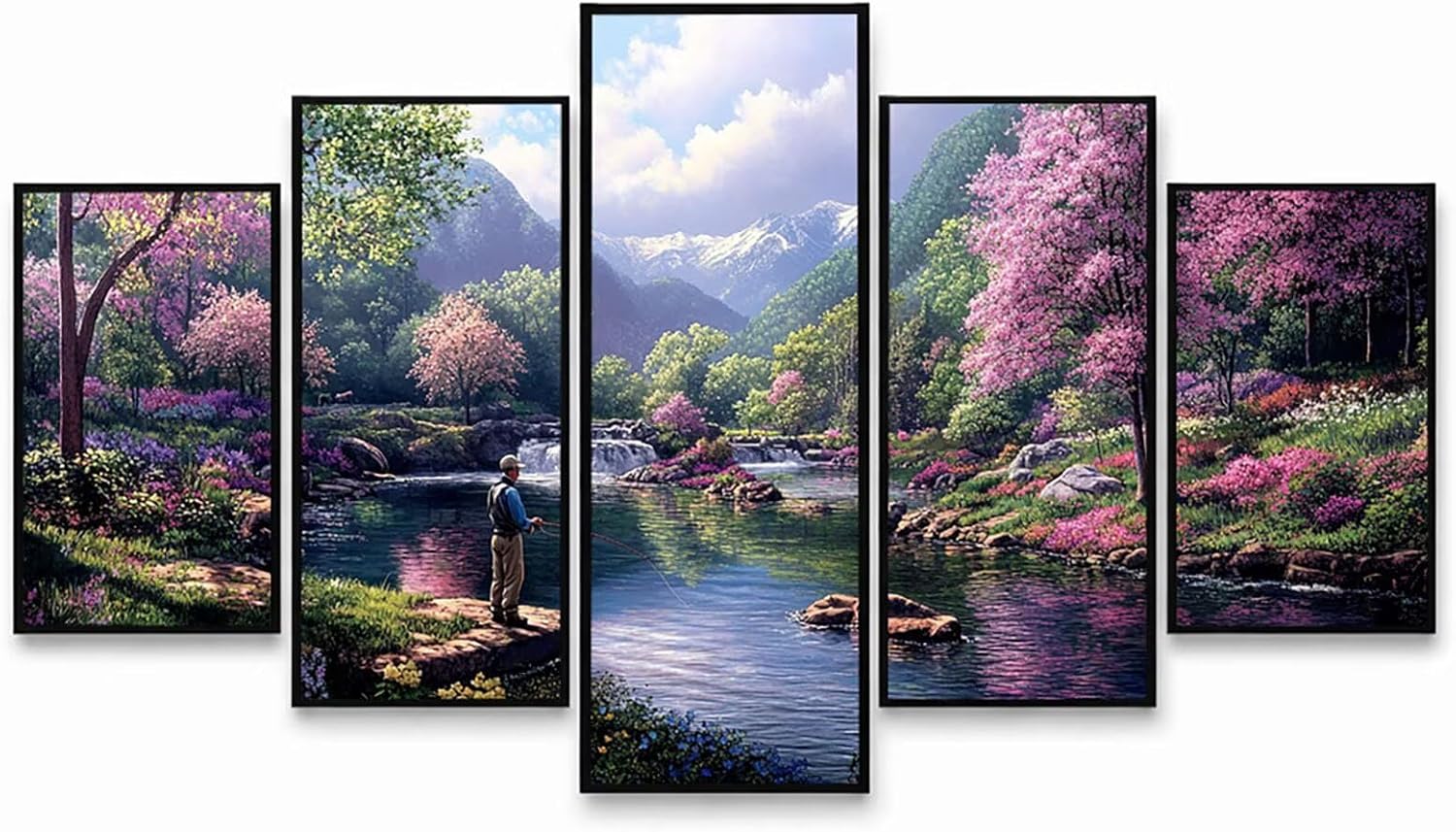 5 Pack Fishing Diamond Art Kits for Adults 5D DIY Bedazzling Kit Model0423