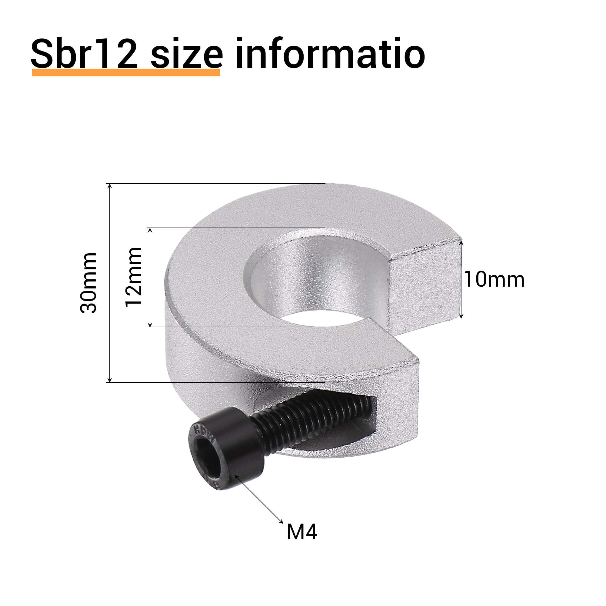 Set Di 4 Collarini Per Alberi Lineari SBR12 - Diametro 12mm, In Alluminio, Per Macchine CNC - Foto 12