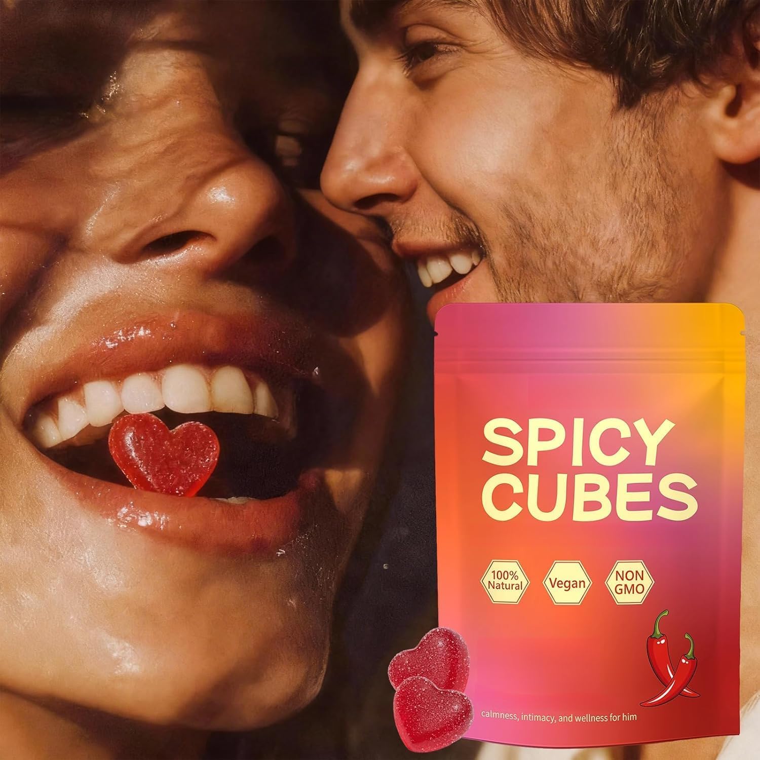 Gummies di coppia Spicy Cube | Migliora l'energia, la resistenza e la vitalità fisica - allevia lo stress, calma l'umore e aumenta la fiducia in se stessi