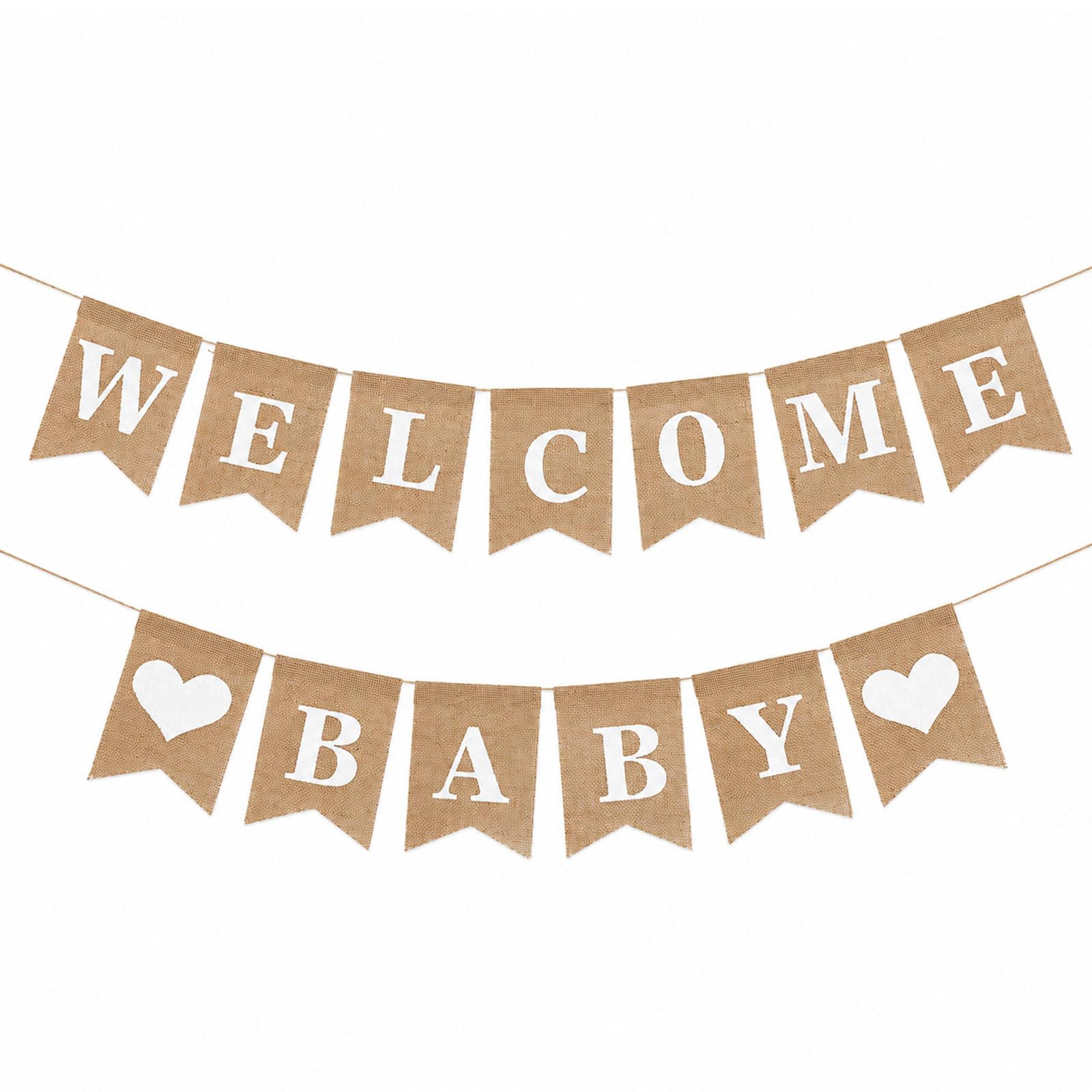 JJUNW Welcome Baby Sign, Burlap Vintage Welcome Baby Banner, Babyshower Banner Announcement Signs Rustic Pre-Strung Shower for Boy and Girl Adorable Bautizo Decorations