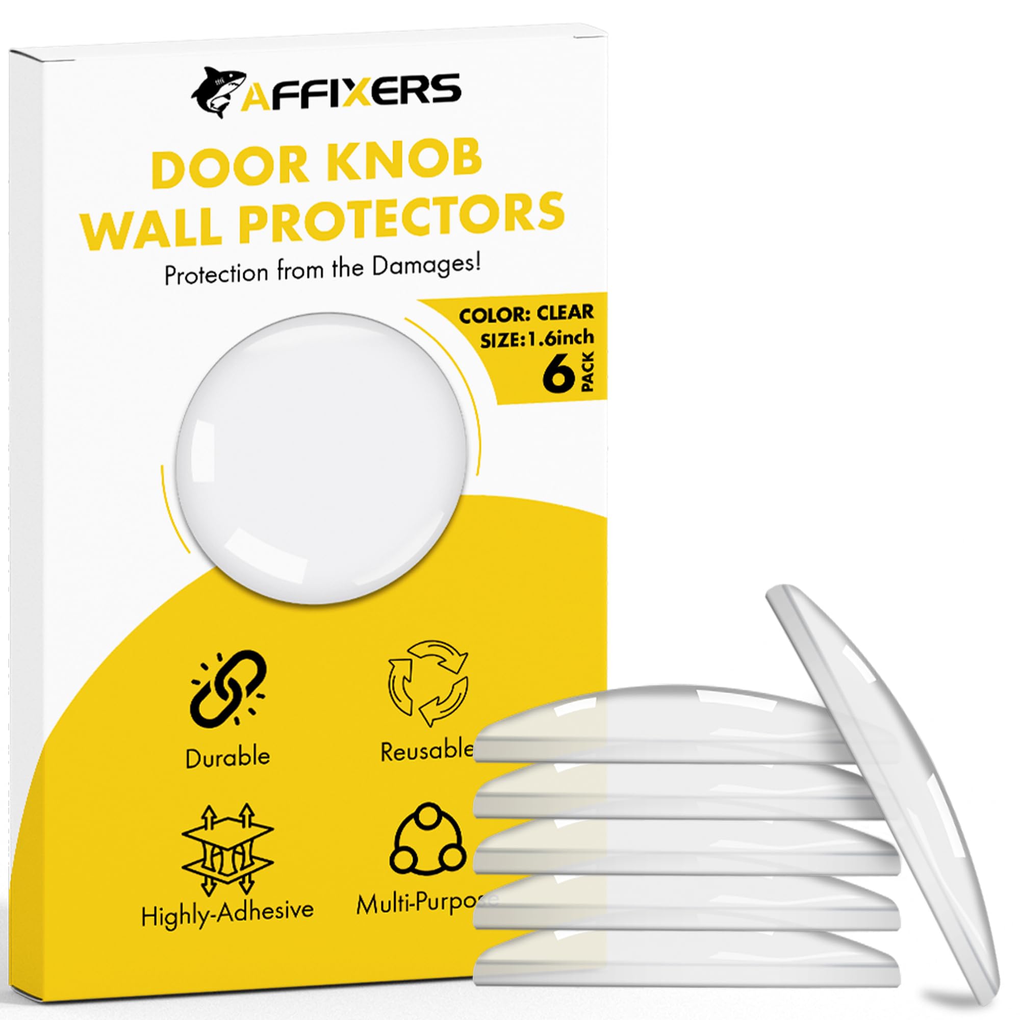 Affixers Clear Door Stop | Door Stoppers For Floor Anti-Skid, Durable, And Heavy Duty Rubber Door Stops | Ideal For All Types Of Surfaces | Door Wedges Indoors