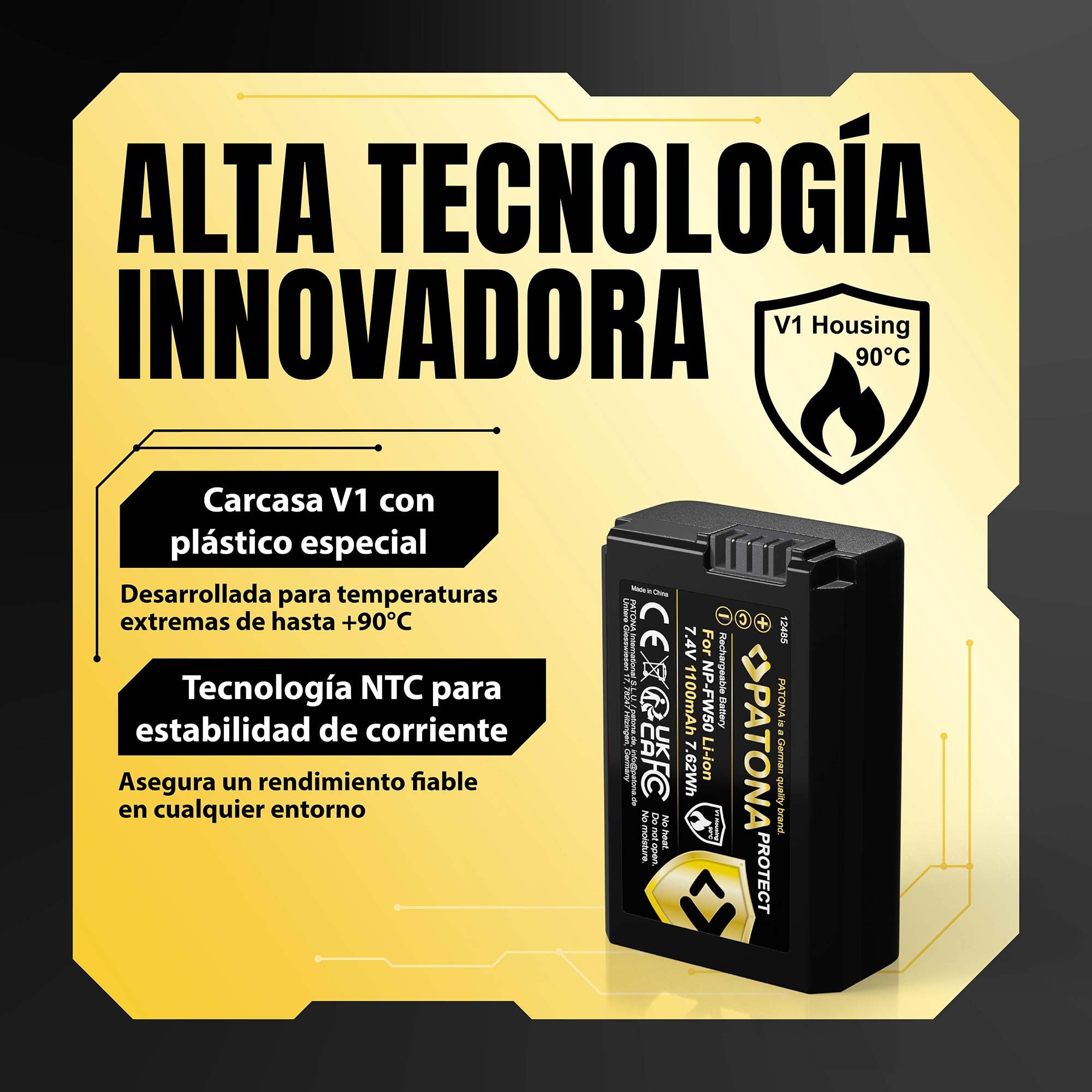PATONA 2X Protect NP-FW50 Accu 1100mAh met V1 Beschermende Behuizing Compatibel met Sony Alpha 7 A5000 A6000 A6300 A6400 A6500 A7 A7S A7R A7II DSC RX10 Mark II III IV RX1R III