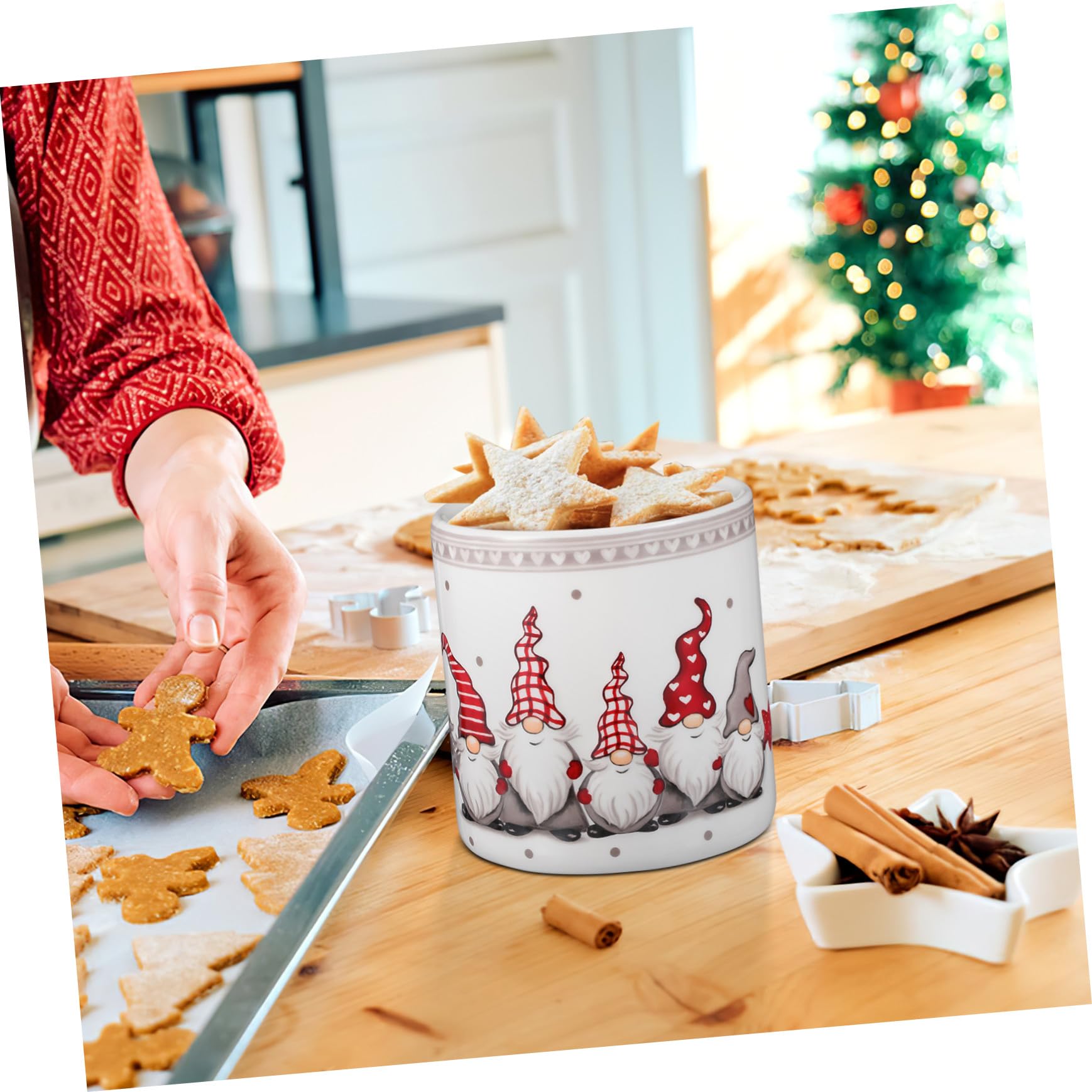 Keramik Vorratsdose Groß Rund mit Luftdichtem Deckel Vielseitig für Tee Trockenfrüchte und Snacks Weihnachtsmotiv Praktische Aufbewahrung für Küche und Haushalt