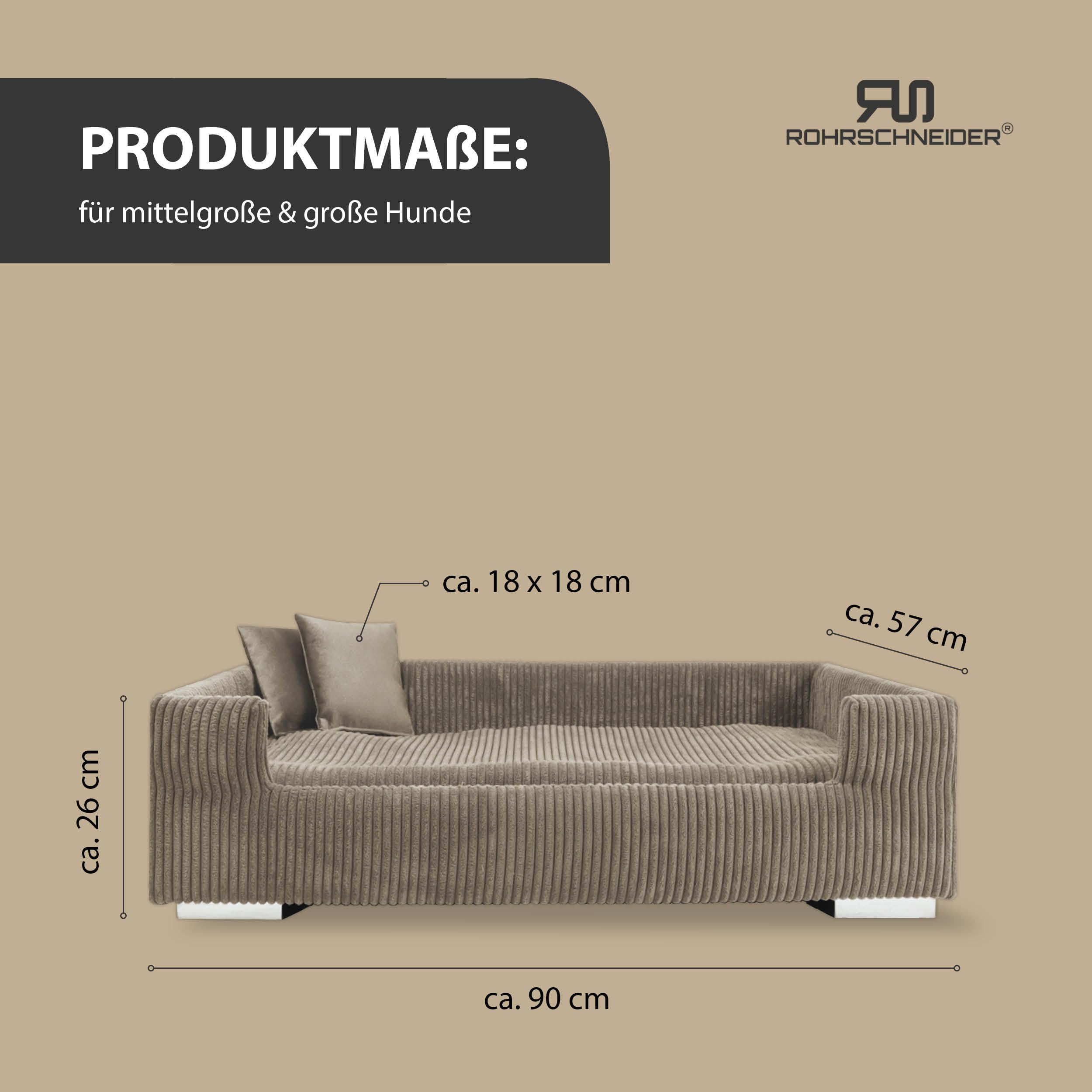 Rohrschneider Hundesofa Cord für mittelgr. & gr. Hunde, waschbar, Taupe
