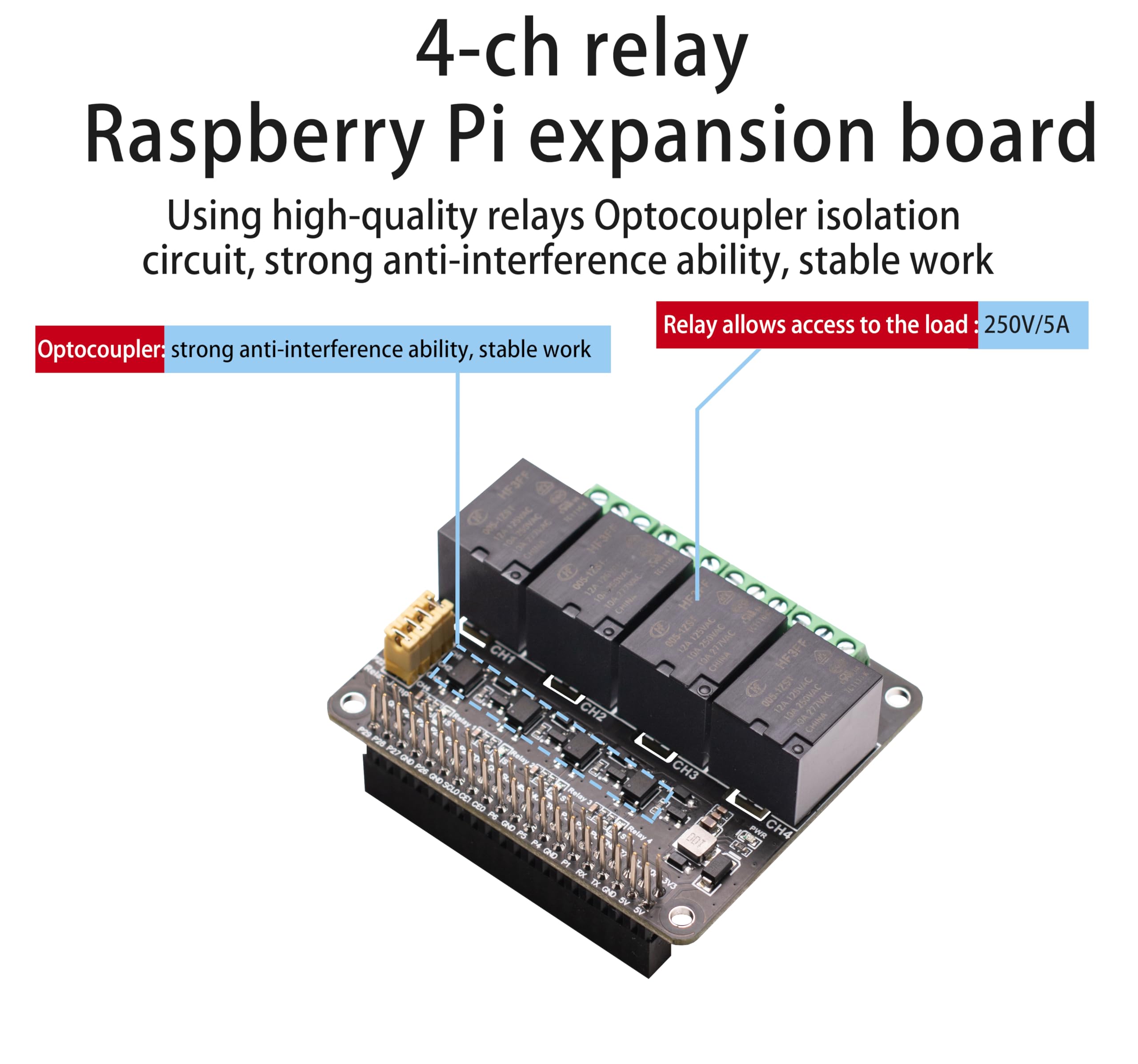 SEENGREAT Module Relais 4 Canaux DC3,3 V/5 V Avec Optocoupleur Pour
