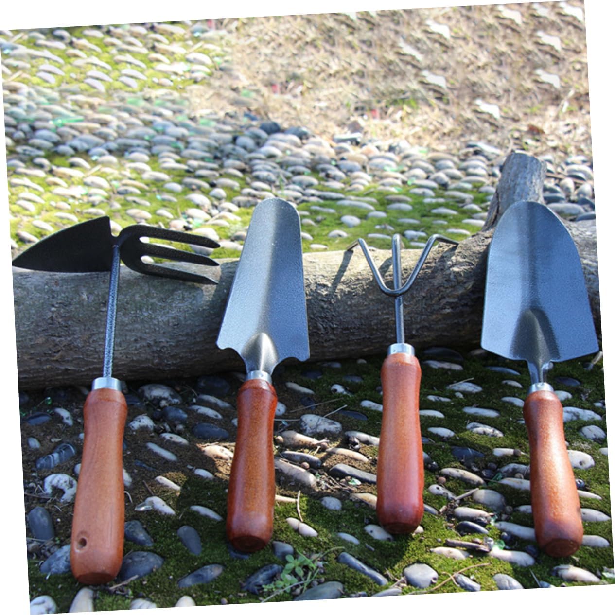 4pc Heavy Duty Gardening Tool Set Garden Spade Hoe Small Rake Trowel Perfect for Gardeners