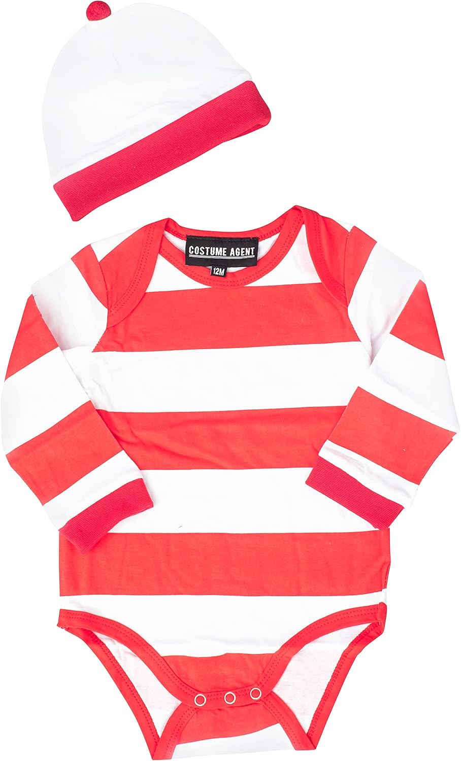 Where is Waldo Costume Toddler One Piece Romper Bodysuit with Hat