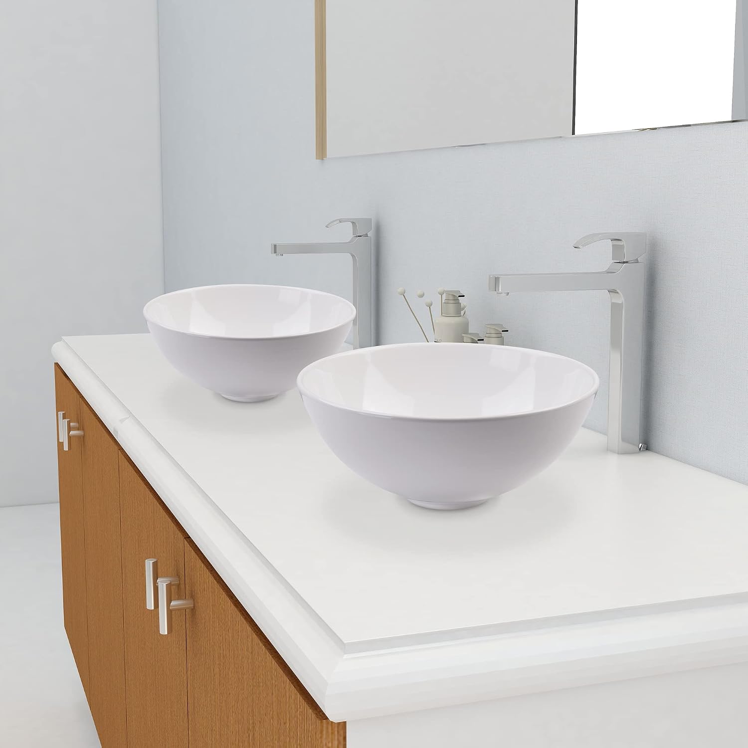Aquaterior 2 Pack 12" Bathroom Vessel Sink Round Bowl Pop Up Drain Countertop