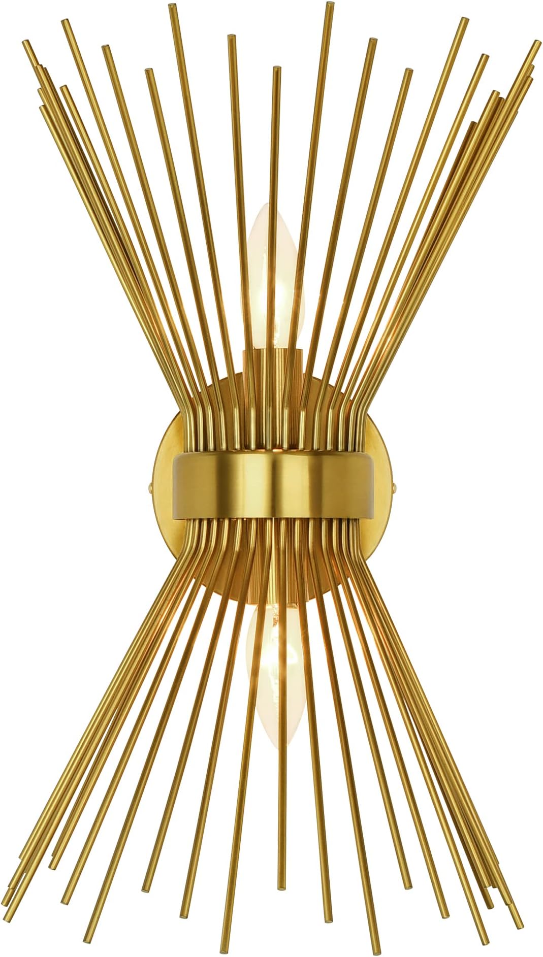 Antique Brass Wall Sconce Light, 2 Light Modern Mid Century Brass Wall Sconce, Hardwired Wall Light Brass for Bedroom, Living Room - Pack of 1