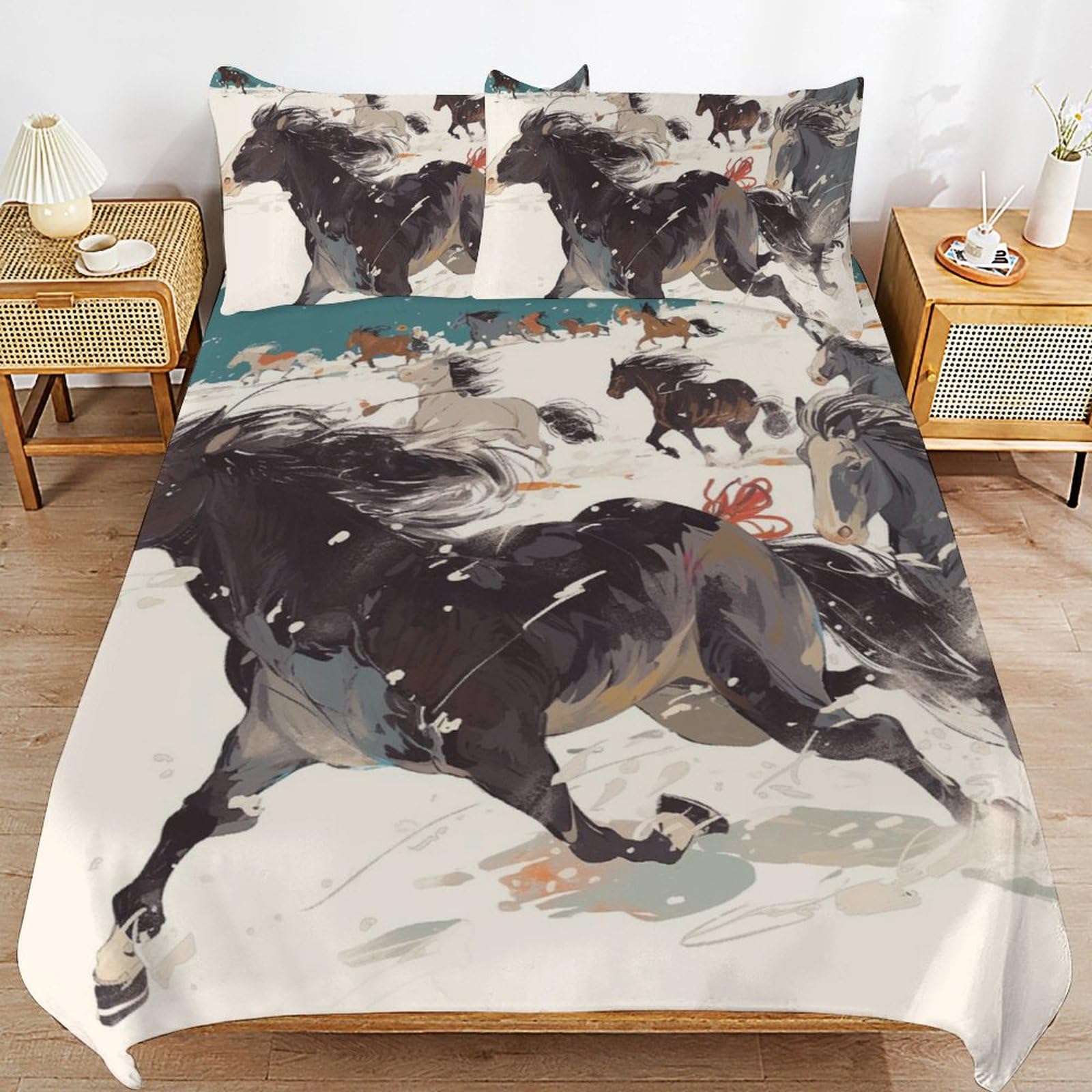 Juego de cama de caballo para decoración de dormitorio infantil y juvenil de niñas