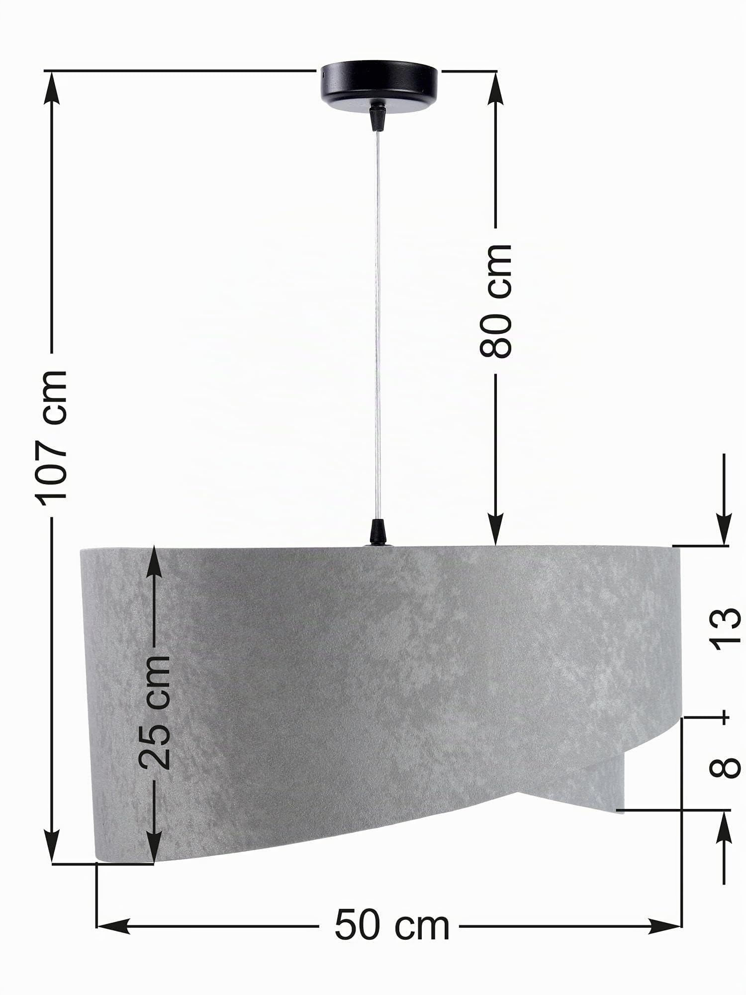 Licht-Erlebnisse Pendelleuchte Stoff Metall in Weiß Grau Silber Esstisch Wohnzimmer rund Ø50 cm E27 Doppelschirm Moderne Hängelampe Esszimmer MADAN