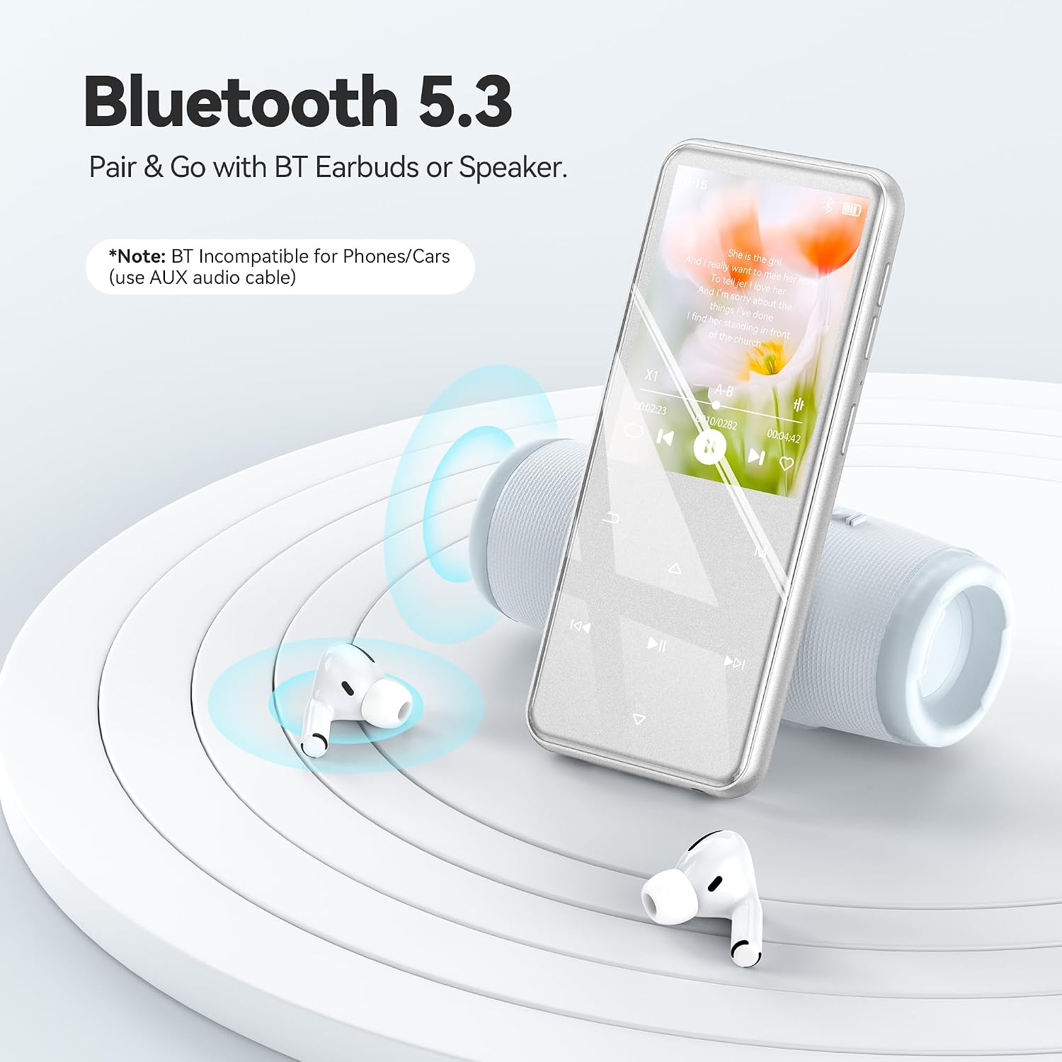 AGPTEK 64GB MP3 Player with Bluetooth, M3 2.4'' Player with Speaker image 3