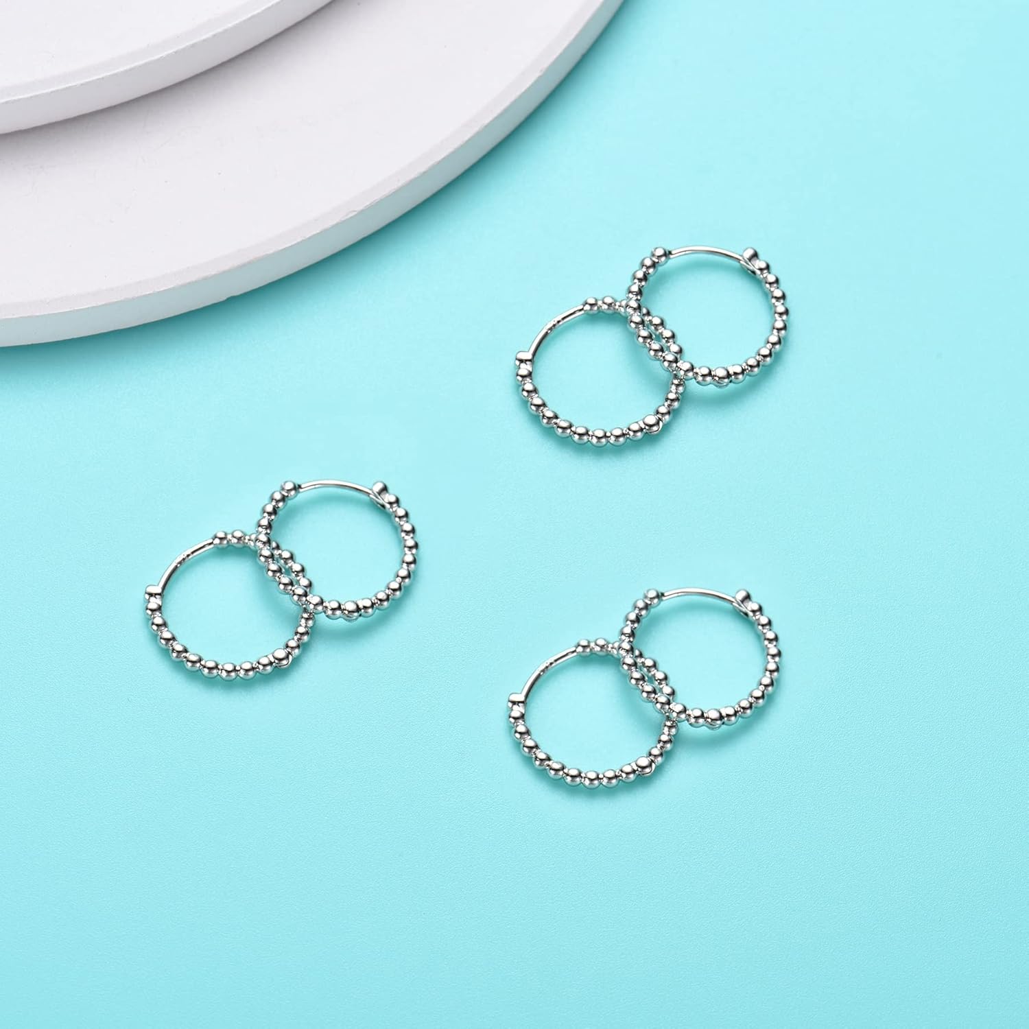 Silver Hoop Earrings- Cartilage Endless Small Hoop Earrings Set for Women Men, 3 Pairs of Hypoallergenic 925 Sterling Silver Post Tragus Earrings (8/10/12mm) - Image 4