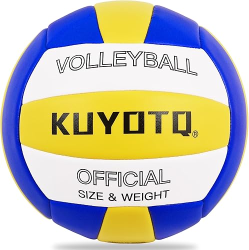 Miniatura 1 de KUYOTQ Tamaño oficial de 5 pulgadas y voleibol de playa al aire libre, superficie gruesa de 0.118 pulgadas, piel suave, para jóvenes, mujeres,