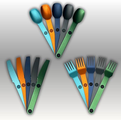 Miniatura 8 de Four Brothers Juego de utensilios magnéticos, cubiertos de metal compactos y sostenibles con estuche para exteriores, viajes, hogar y comidas aptas