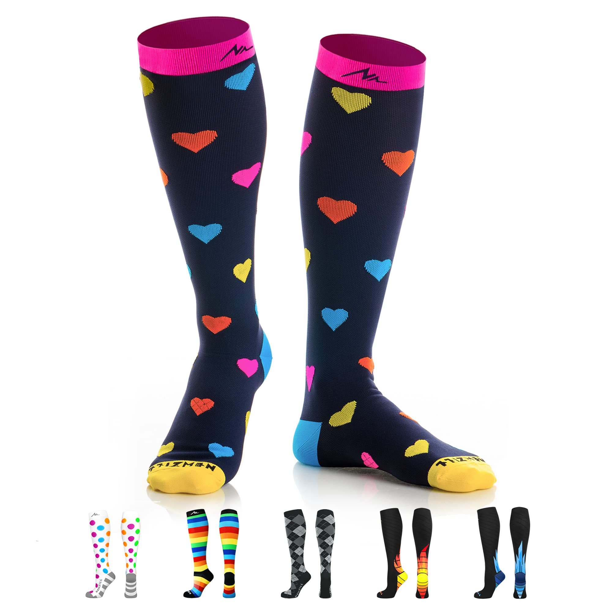 NEWZILL Medical Compression Socks for Women & Men, 20-30 mmHg Knee-High Support for Circulation, All-Day Comfort for Work Travel Running Cycling and