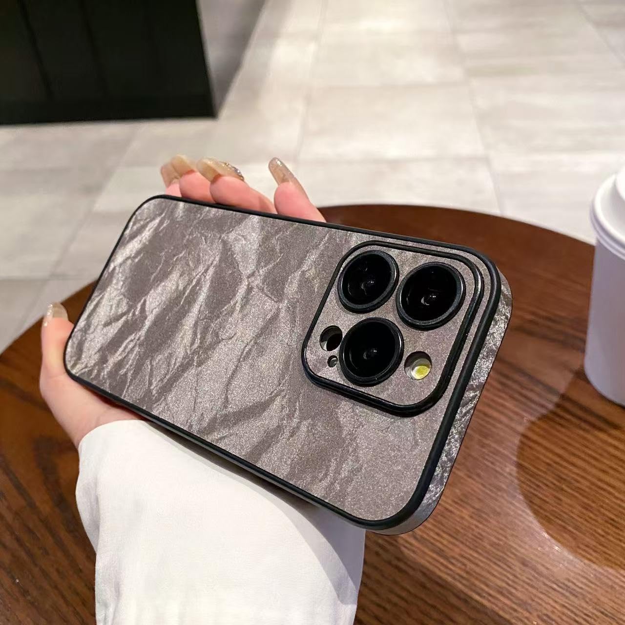 Coque iPhone 14 Pro Max antichoc grise avec protection objectif intégrale