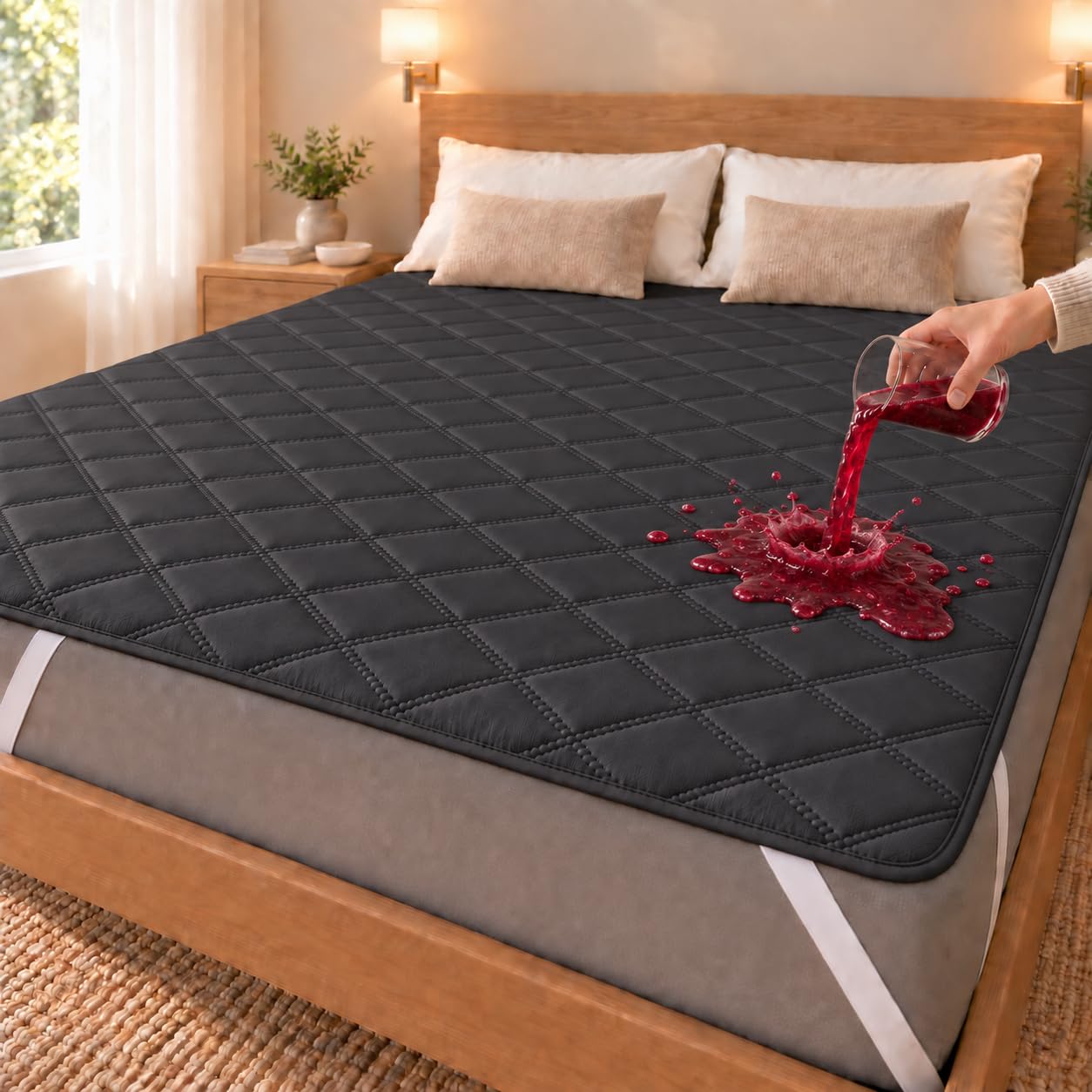 Arcona Matratzenschoner 100x200 cm wasserdicht, Atmungsaktive Wasserdichter Matratzenschoner, Nässeschutz Matratzenauflage, Dunkelgrau Matratzenschutz, Inkontinenzunterlage Waschbar